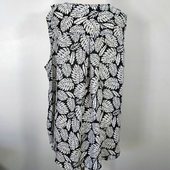 Terra & Sky Ruffle Tank Top Shirt Womens Plus Size 2X Sleeveless Flowy V Neck - Picture 6 of 12